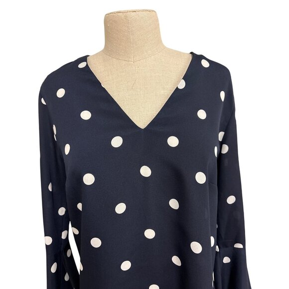Vintage Banana Republic Polka Dot V-Neck Bell Sleeve Blouse M - Picture 6 of 12